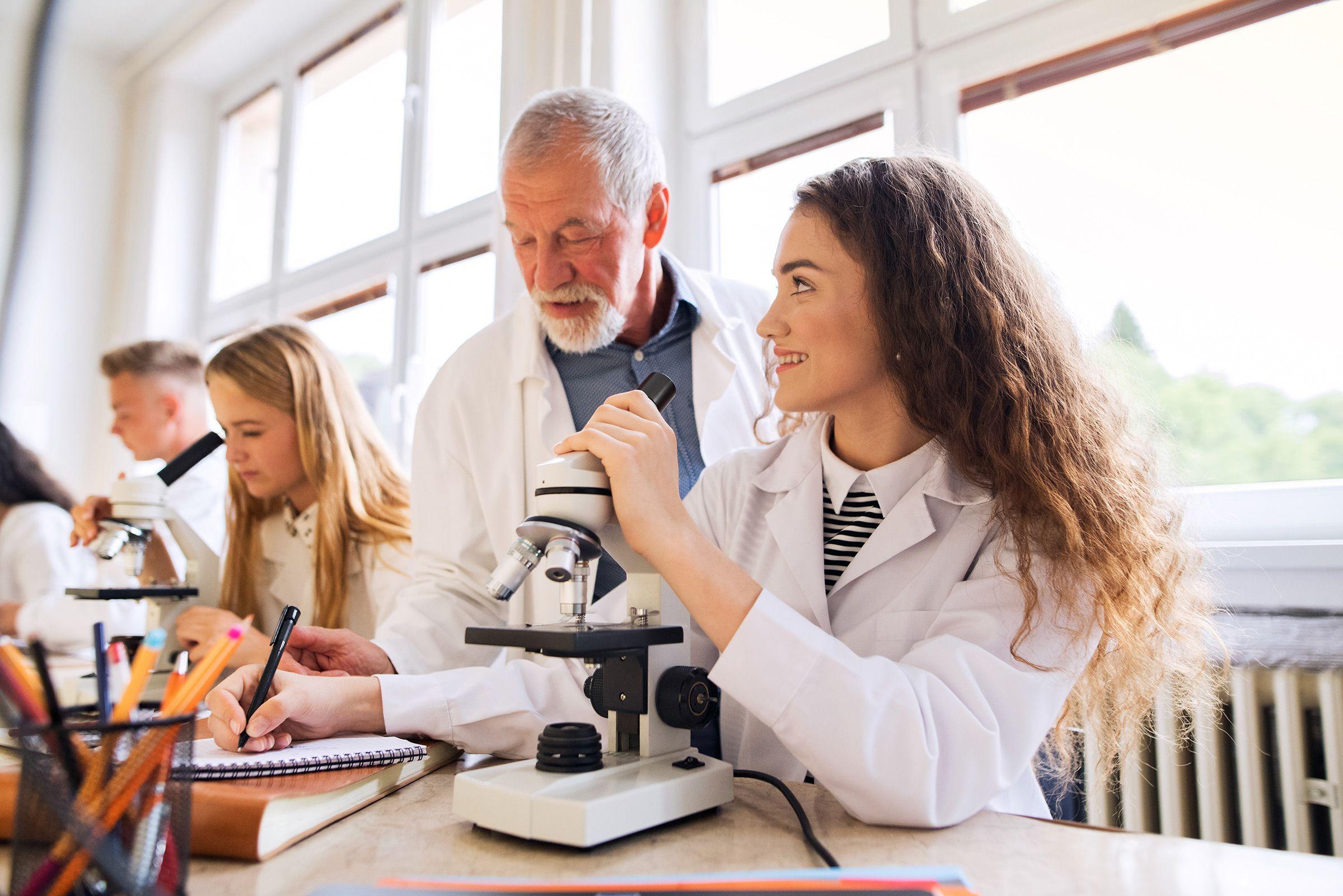 Biology student and teacher