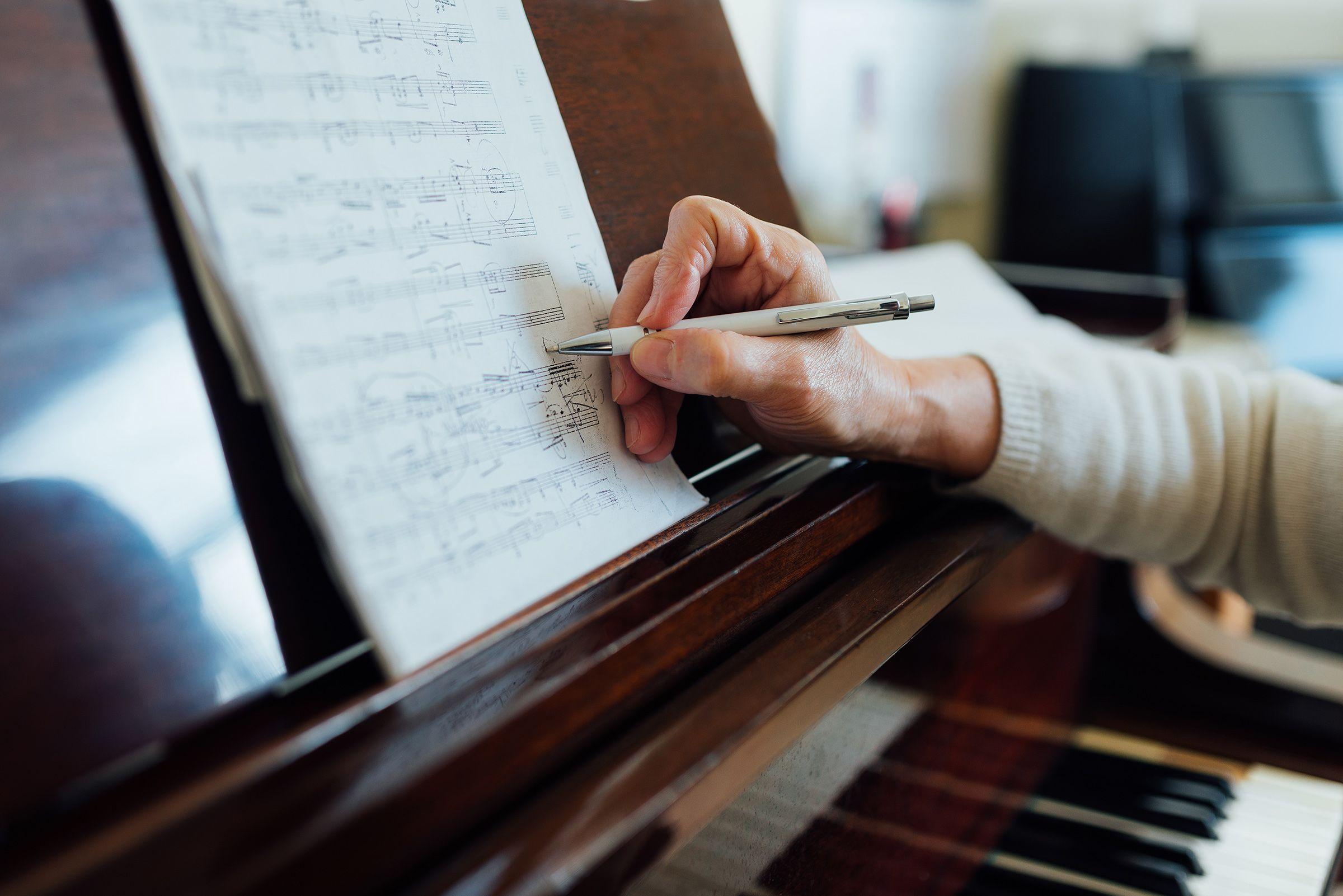 piano with sheet music