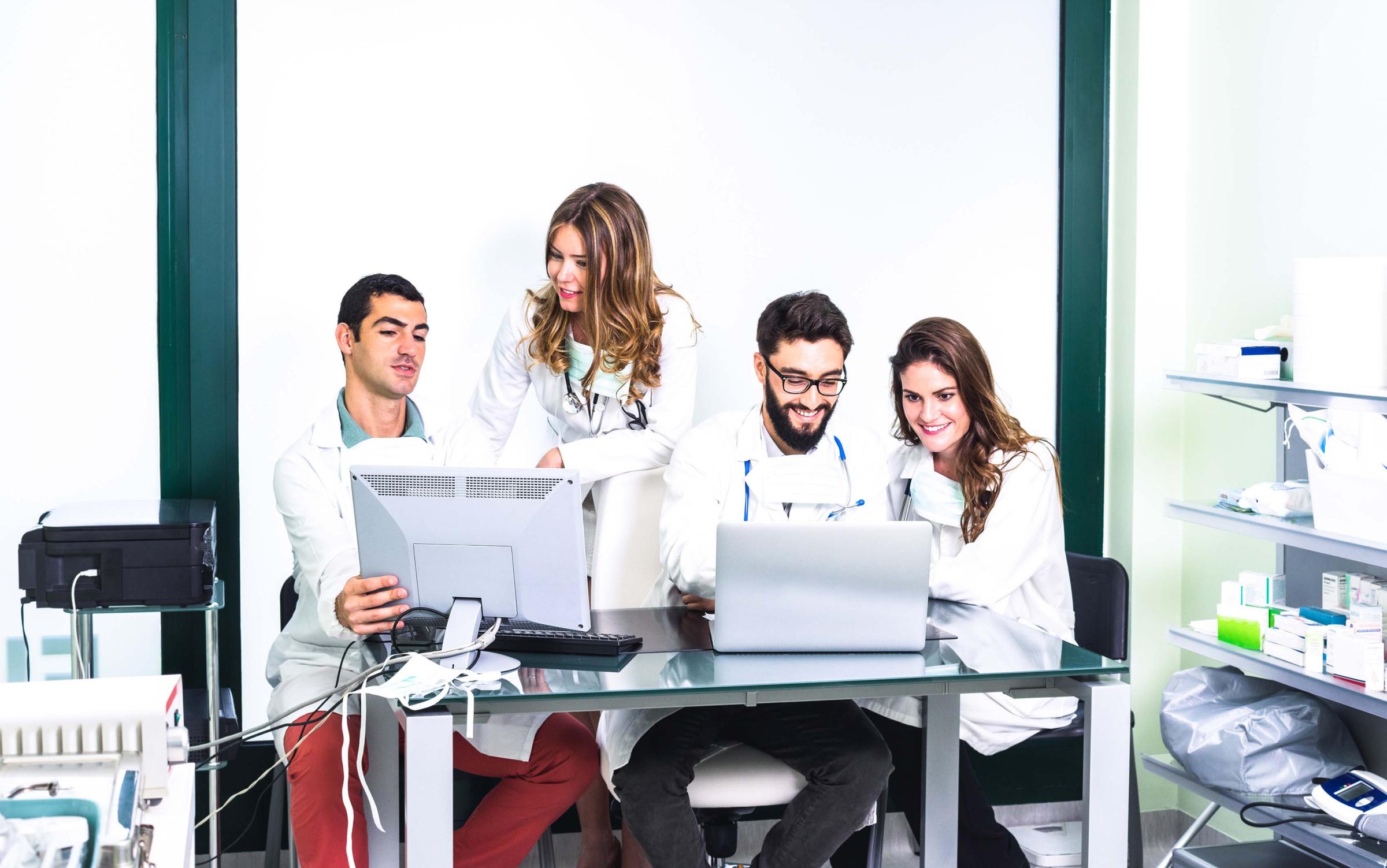 Group of medicine students at health care clinic