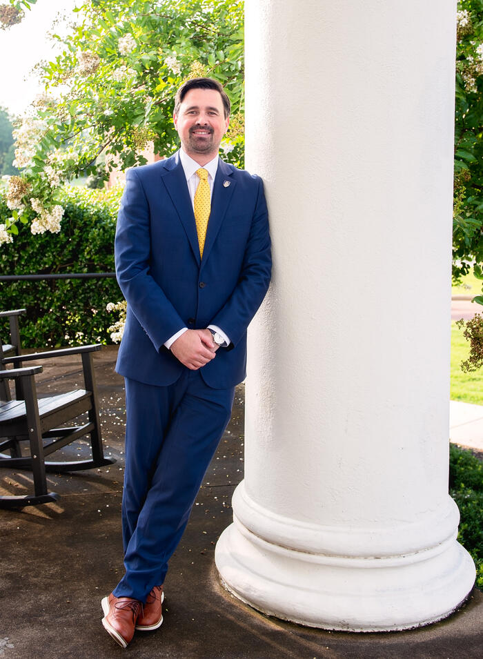 President, Dr. Nathan Copeland - on Curtis Building porch